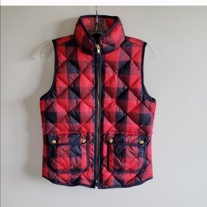 J. Crew Red/Black buffalo plaid vest size XS